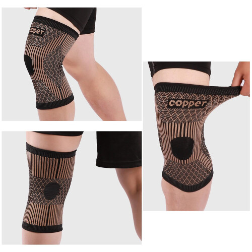 Kupferfaser-Kniepolster 3D-Weberei Braun L Kompression Wärme Schutz 1