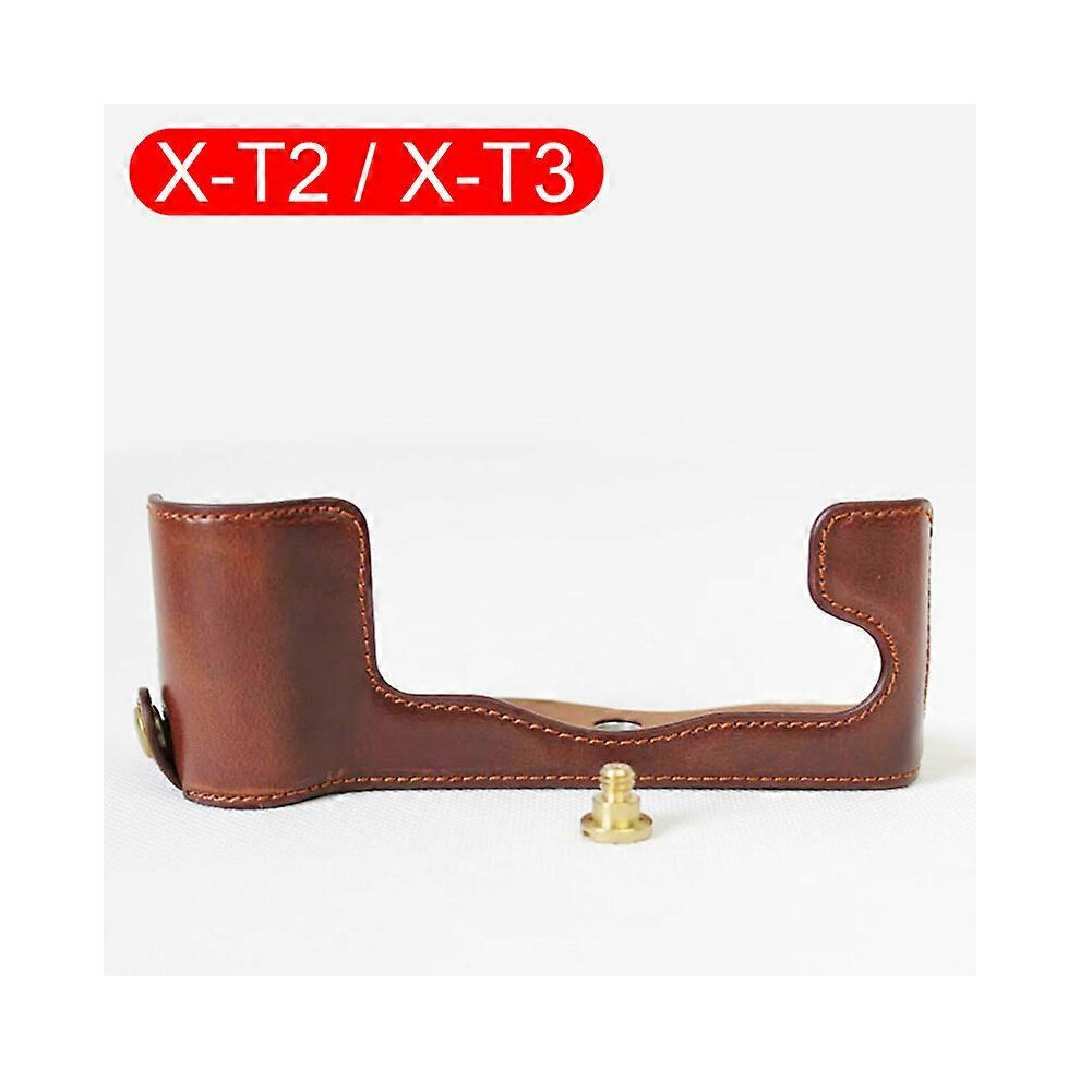 Camera Half Set Protective Grip Compatible With Fujifilm X-T1/X-T2/X-T3/X-T4(Xt2 Xt3 Coffee) Synthetic Leather Aluminum Material 6901508039650