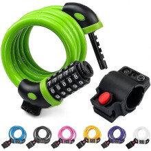 Steel Cable Combination Lock 1/2 Inch PVC Coated Resettable Combination Anti Theft Lock Green