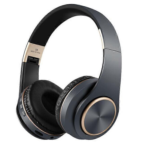 Casques audio à réduction active de bruit T8 pliables Bluetooth lecture MP3 Gris