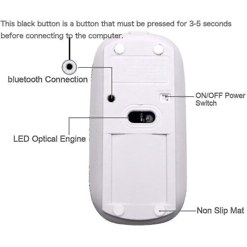 Wireless Bluetooth Mouse Version 4.0 Compatible with Multiple Systems Optical Chip 1600DPI Slim Design Gold 2