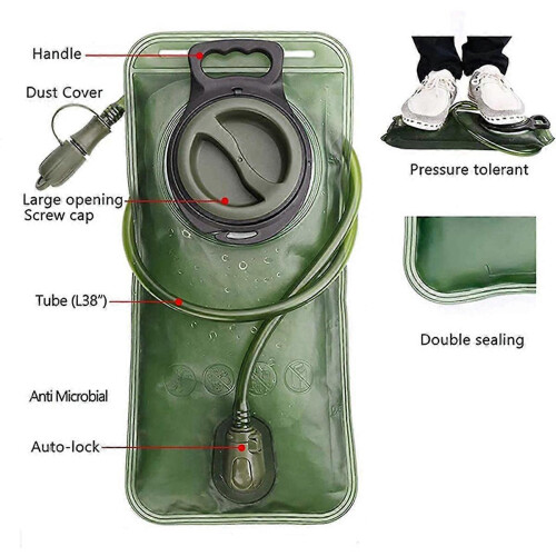 Hydration Bladder 2L Green EVA Material EVA Temperature Resistant Bite Valve Design Outdoor hydration bladder 1