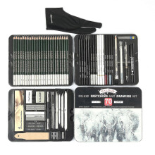 Professional Drawing Tool Set 70-Piece Including Mixed-Size Pencils with Portable Metal Storage Case