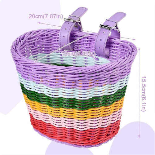 Kinderfahrradkorb-Set, Regenbogenfarbe, mit Frontkorb-Glocke-Dekorationsaufklebern 1