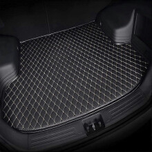 Auto Lederen Kofferbakmat voor Jeep Compass 2018-2024 met Audio Schraperbestendig en Vuilbestendig Zwart-beige normaal