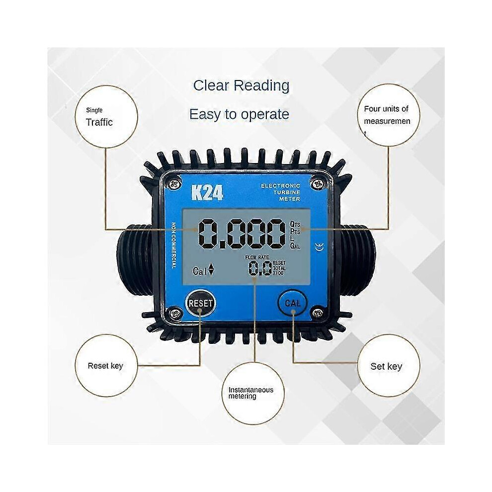 Digital Display Flow Meter K24 For Methanol Water 1% Accuracy Blue/Black 6901508047662
