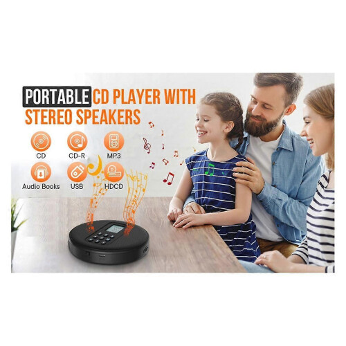 Portable CD Player Black Stereo with MP3 Support 8 Hours Playtime 1