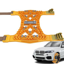 Snow Chains for Cars and Trucks AntiSkid Heavy Duty Winter Traction Easy Install 37x30cm Black Yellow