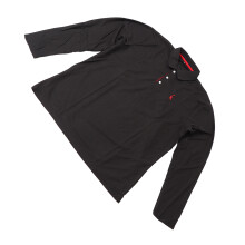 Maglietta a maniche lunghe con colletto da uomo, nero/rosso, taglia XXL, casual blouse