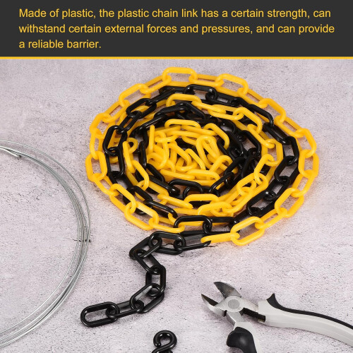 Plastic chain links, 4.8 cm, 3 m, black/yellow 1