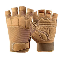 Gym Gloves Unisex Fingerless Anti Slip Outdoor Breathable Half Finger Size L Sand For Camping Fishing Cycling Motorcycle