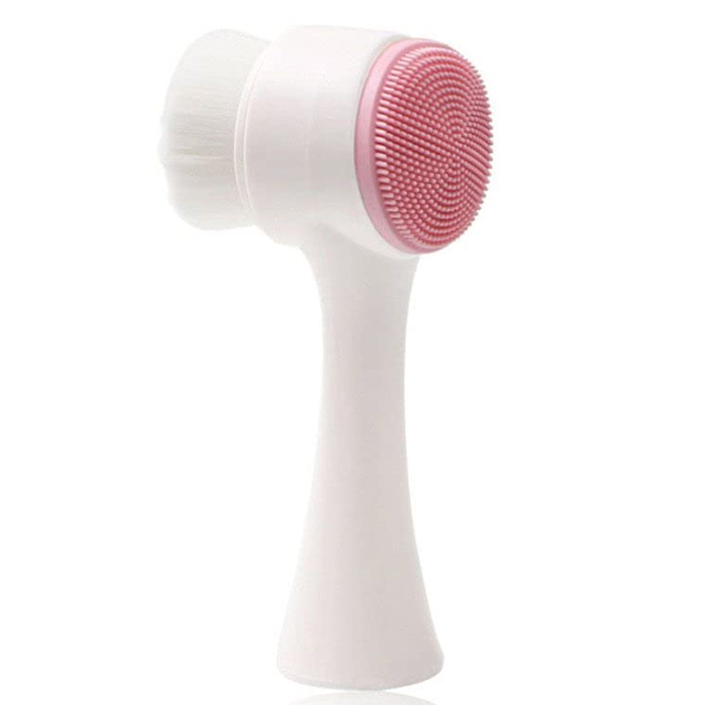 Deep Pore Exfoliation Tool, Manual Facial Cleansing with Silicone Facial Scrubber and Soft Bristle, Dual Face Wash Brush for Daily Use, Ergonomically