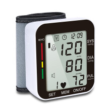 Misuratore di pressione sanguigna da polso ricaricabile, misuratore di pressione sanguigna digitale, ampio display LCD, misurazione automatica della