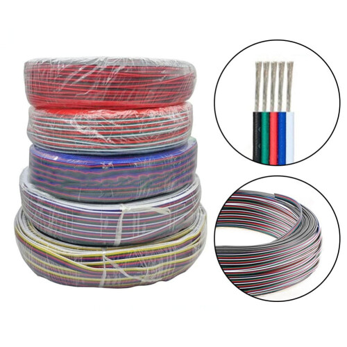 Mosiee 5meter Extension Cable 5 Pin Wire Cord, Hookup Electrical 5 Color Wire Stranded 2