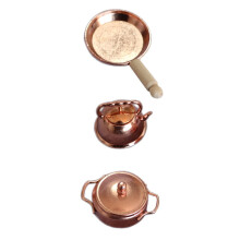 Conjunto de 3 peças: 12 miniaturas de utensílios de cozinha em cobre, incluindo mini panelas de cobre para acessórios de cozinha, ideal para
