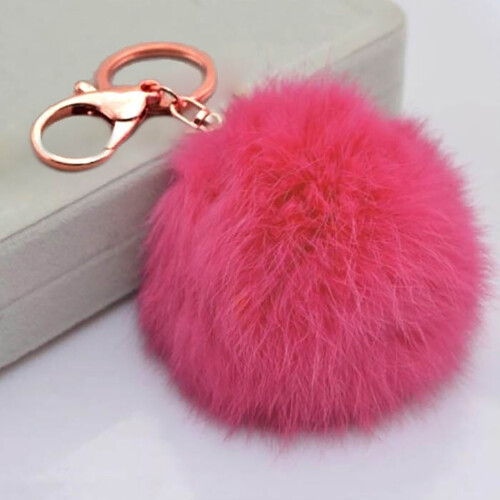 Χαριτωμένη τσάντα Pom Pom με γούνινη μπρελόκ, απλή και μοντέρνα μπρελόκ με αφράτη 2