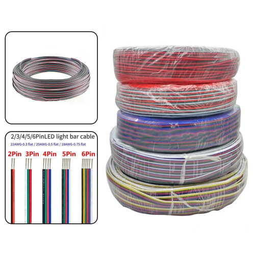 Mosiee 5meter Extension Cable 5 Pin Wire Cord, Hookup Electrical 5 Color Wire Stranded 1