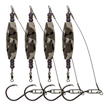 WelsPosenRigs with hooks, foam, herrings, catfish, rattle string, fishing accessories, durable, 4 pieces gray, 6.3 cm