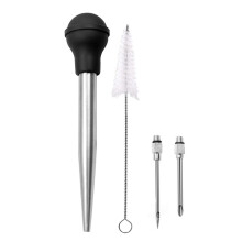 Stainless Steel Meat Injector Syringe with Dual Needle Options for Precise BBQ Marinade