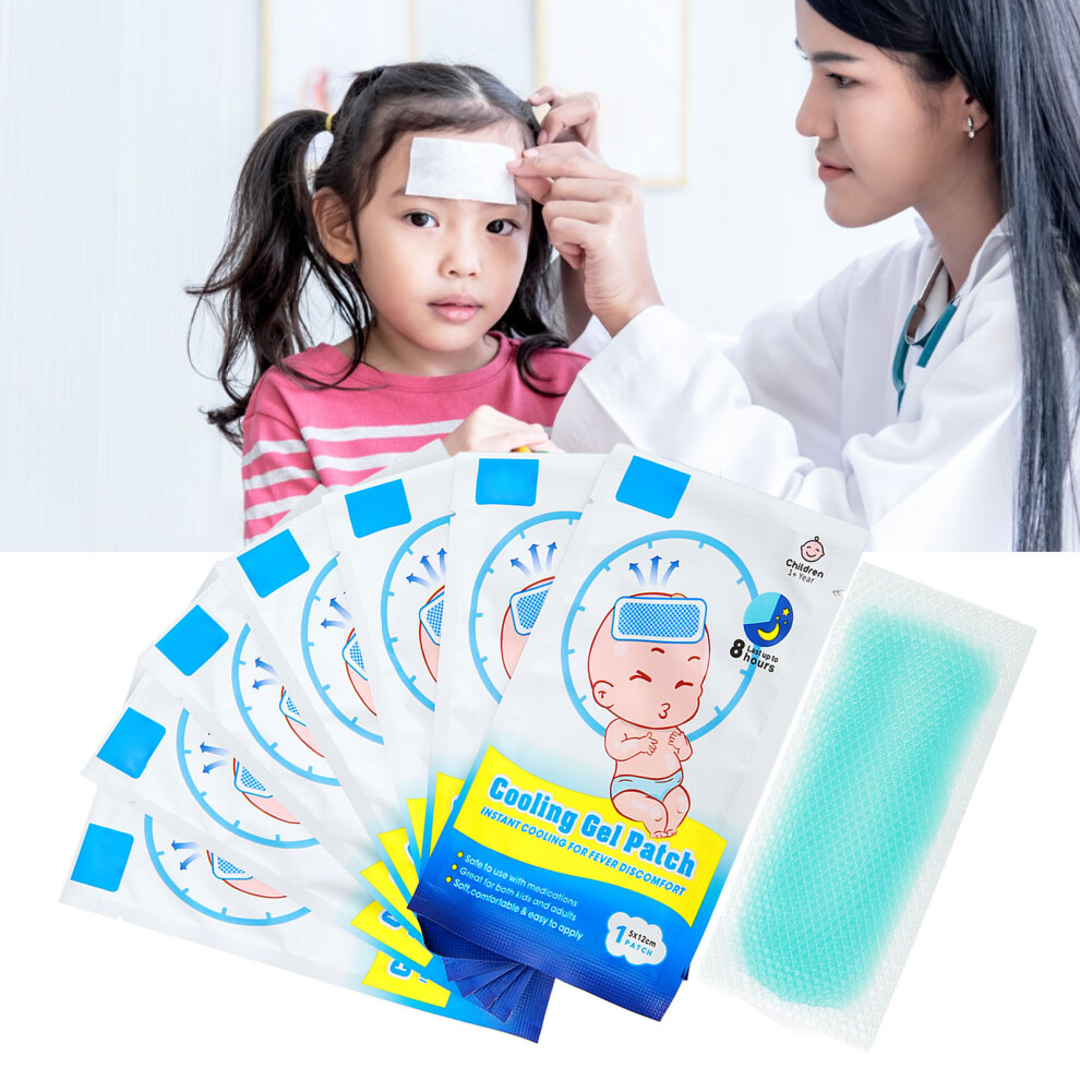 8pcs Disposable Cooling Fever Pads, 5x12cm Gel Relief Pads