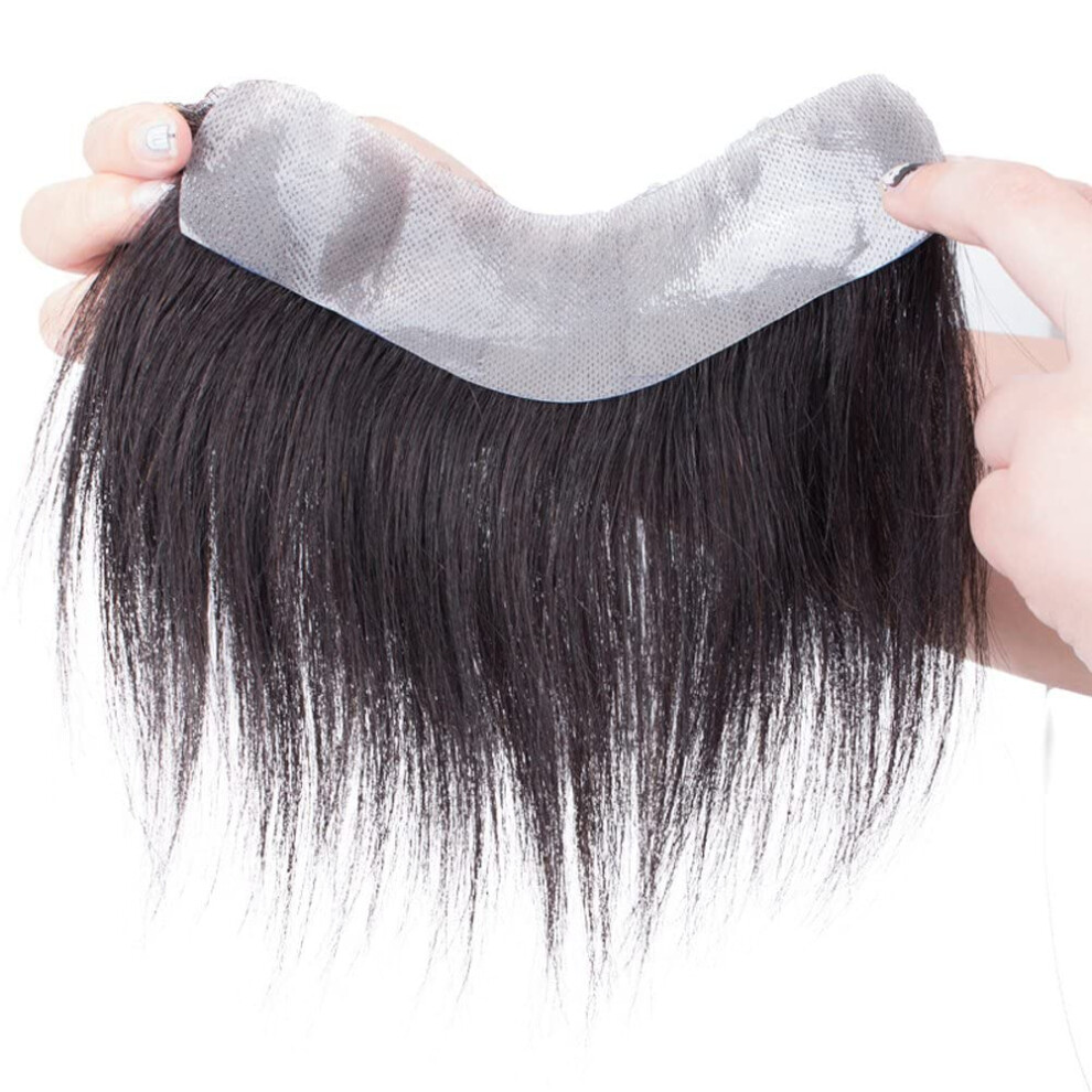 Unisex Black Hairline Toupee Frontal Hairpiece For Men Natural Human Hair Straight Tapein Hair Topper Replacement