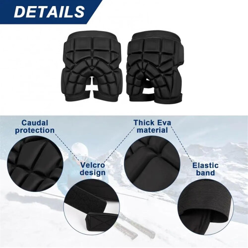 Skiing Padded Protective Pants Thickened EVA Adjustable Hip Buttock Pads Black 1