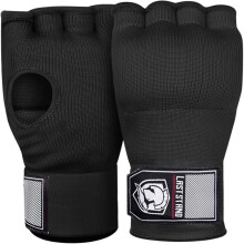 Muay Thai Gloves Half Finger Gel Padding with Long Wrist Strap for Boxing and MMA Training Black