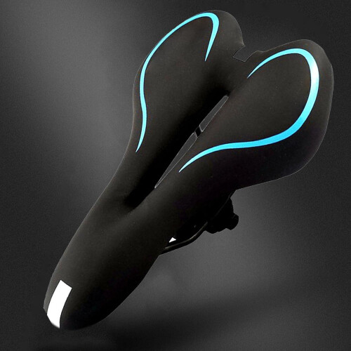 Comfortable bicycle saddle with hollow space, breathable, waterproof, reflective blue 2