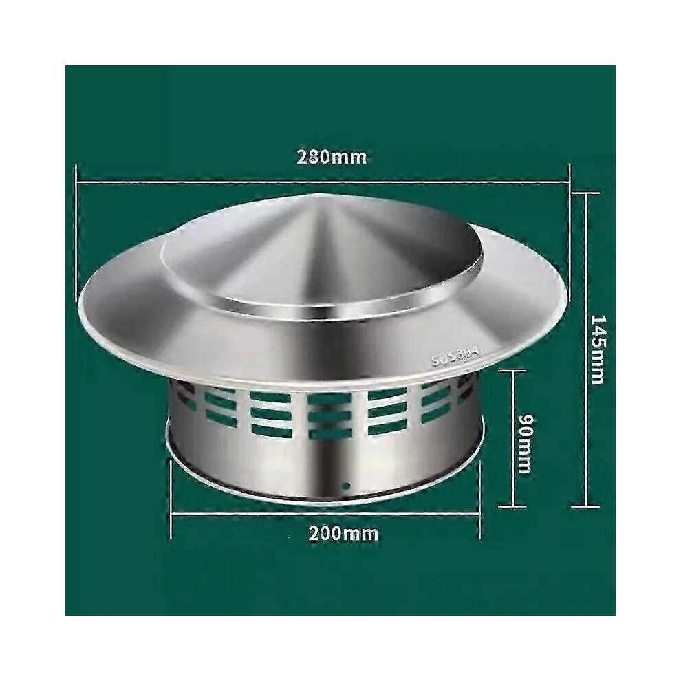 Chimney Cap, 200Mm Stainless Steel, Bird Proof, Rain And Snow Resistant, Durable 6901508049239