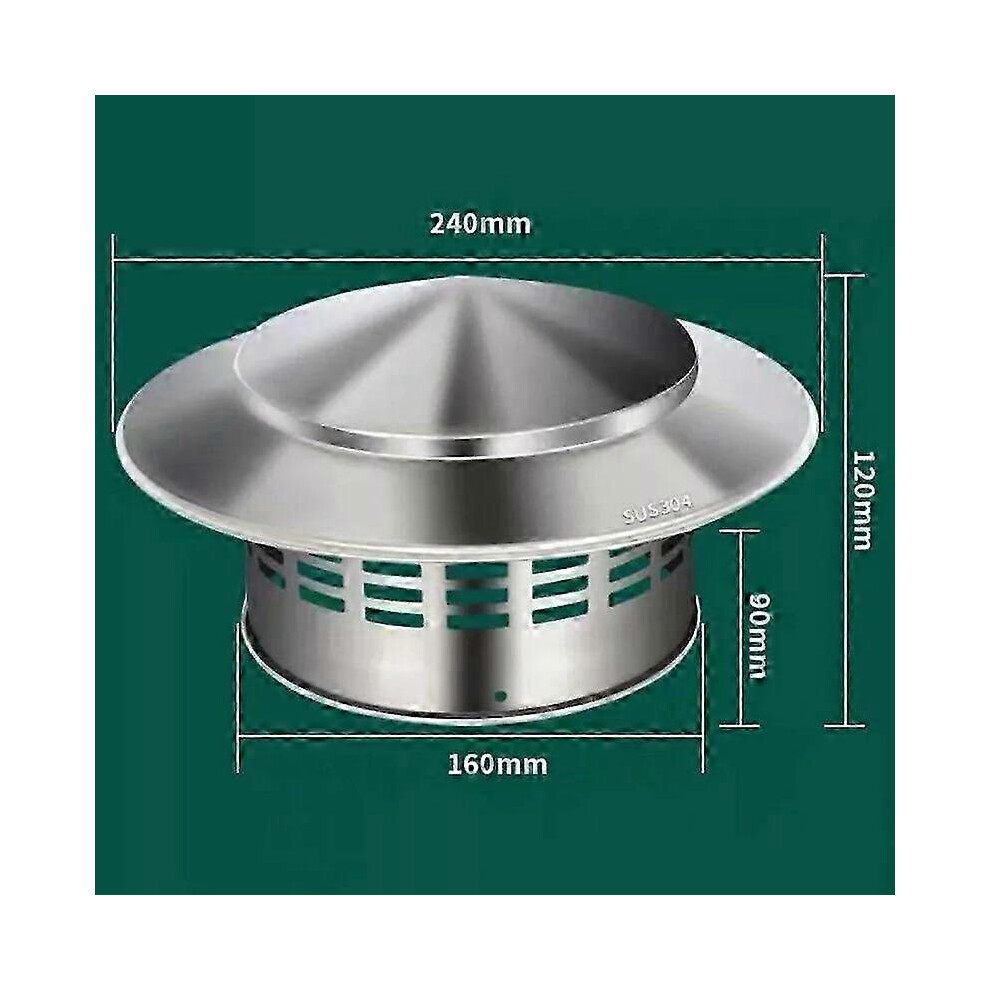 Stainless Steel Chimney Cap, 160Mm, Rainproof Windproof Anti-Clogging 6901508049246