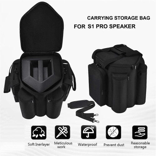 Speaker Protective Case Large Capacity Handheld and Shoulder Carry Compatible with S1 Pro Black 1