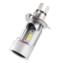 LED Motorcycle Headlight 25W with Daytime Running Light Blue Angel Eyes Waterproof Silver