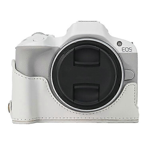 Μισή Θήκη Κάμερας για Canon EOS R50/R100 Λευκό Δερμάτινο PU Ανθεκτικό στην Φθορά 1