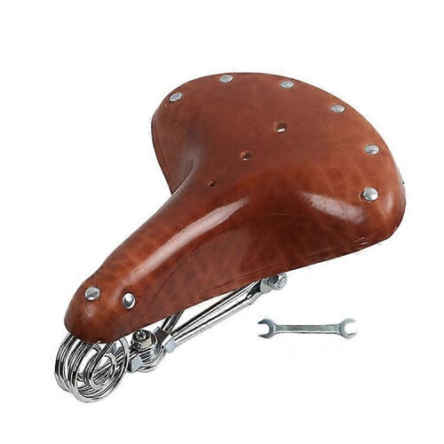 Bicycle Saddle Carbon Steel Spring Dark Brown Curved Support Comfortable