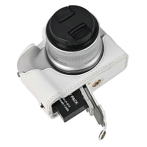 Μισή Θήκη Κάμερας για Canon EOS R50/R100 Λευκό Δερμάτινο PU Ανθεκτικό στην Φθορά 2