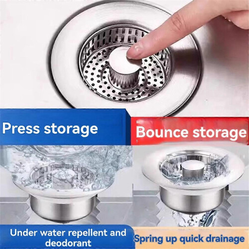 Kitchen Sink Filter, Stainless Steel Material, 3-in-1 Drain Strainer 2