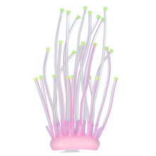 Ornament de acvariu moale la atingere, anemonă de mare luminoasă din material non-toxic cu fixare cu ventuză pentru acvarii cu apă dulce și