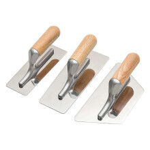 Set de trois spatules à plâtre Venise en acier inoxydable avec manche en bois couleur argent bois, durable et confortable