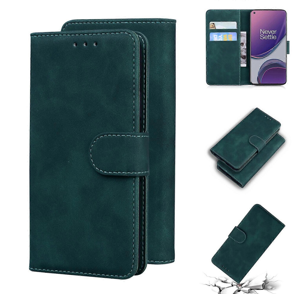 Phone Case For Oneplus 8T Skin-Feel Solid Color With Stand Scratch Resistant Green 6901508061453