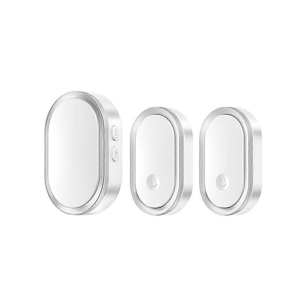 Wireless Doorbell A99 1 Transmitter 2 Receivers Set Waterproof 4 Level Volume Adjustment 36 Optional Ringtones Silver 6901508061170