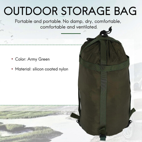Sleeping Bag Compression Sack, 90g Spring Summer Model, 18*38cm Silicone Nylon Storage Bag 2