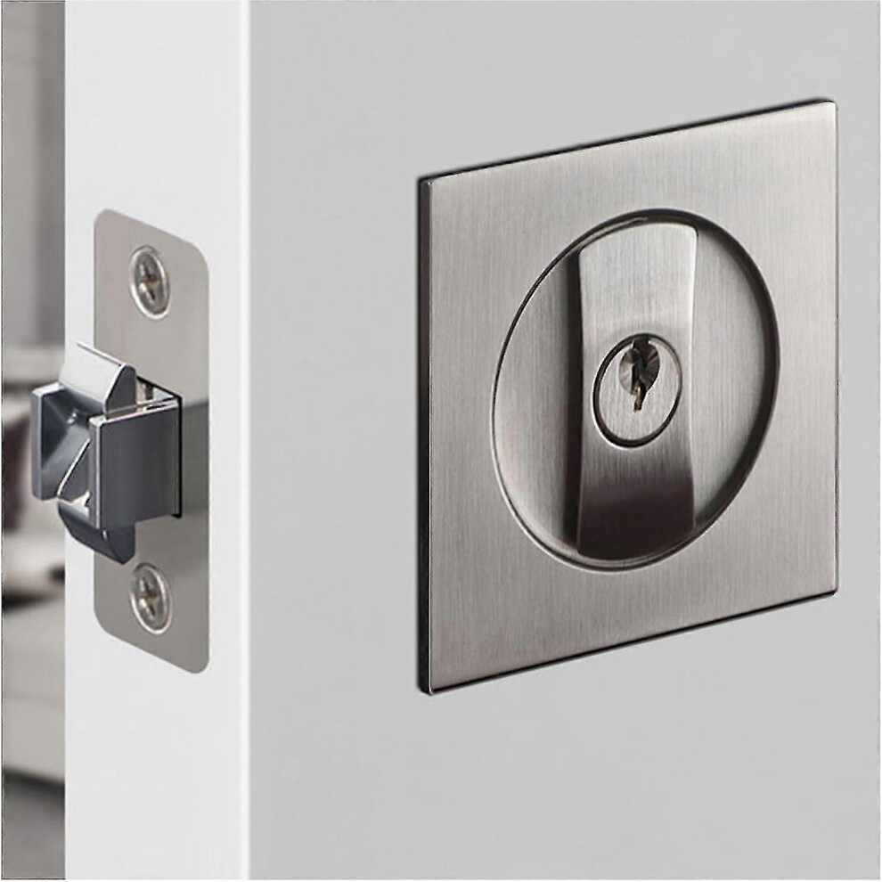 Invisible Sliding Door Lock, Double Hook Lock Tongue With Copper Core, Embedded Anti-Friction For 35-50Mm Doors 6901508063785