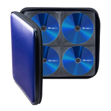 CD Case 160 Disc Capacity Portable Bluray DVD Storage Box with Zippered EVA Cover and Handle, Blue