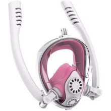 Diving Mask, Underwater AntiFog Full Face Snorkel Mask for Women, Men, , Swimming, Snorkel, Diving Equipment, Scuba Diving (White Pink LXL)