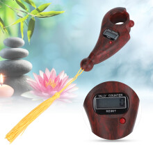 Redwood Wood Grain Digital Beads Counter Handheld Finger Counter for Meditation
