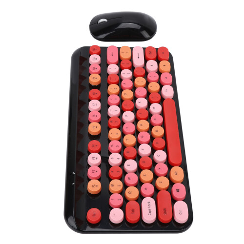 2.4GHz Wireless Keyboard Mouse Set Red Black for Computer Laptop