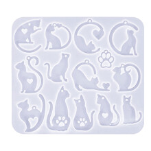 Cats Earrings Silicone Mould Handmade Pendant Molds with Hole-3