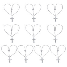 10Pcs Plastic Rosary Beads Necklaces Religious Rosary-White