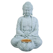 Spiritual Sitting Buddhas Stone Sculpture Tealight-B Style
