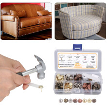 Furniture Upholstery Tack Set 163Pcs Carbon Steel 2 Patterns 4 Colors
